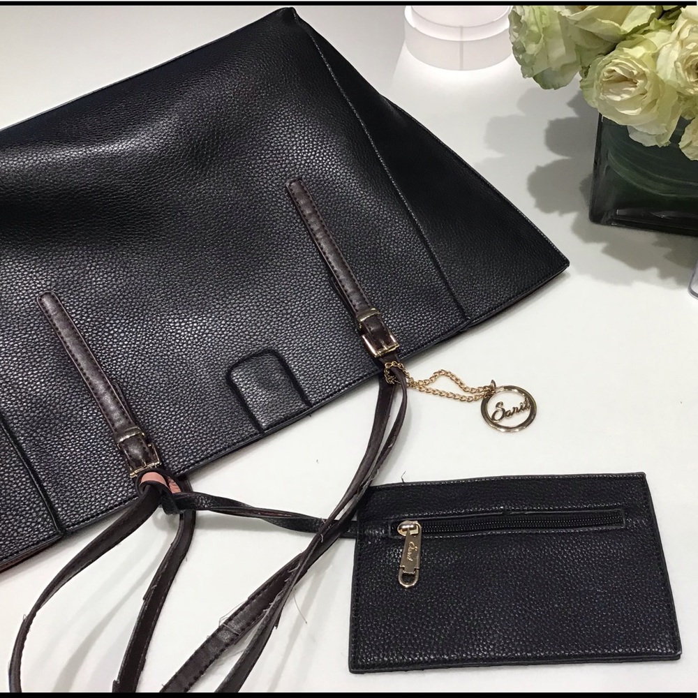 Black tote bag Sari w small wallet holder
